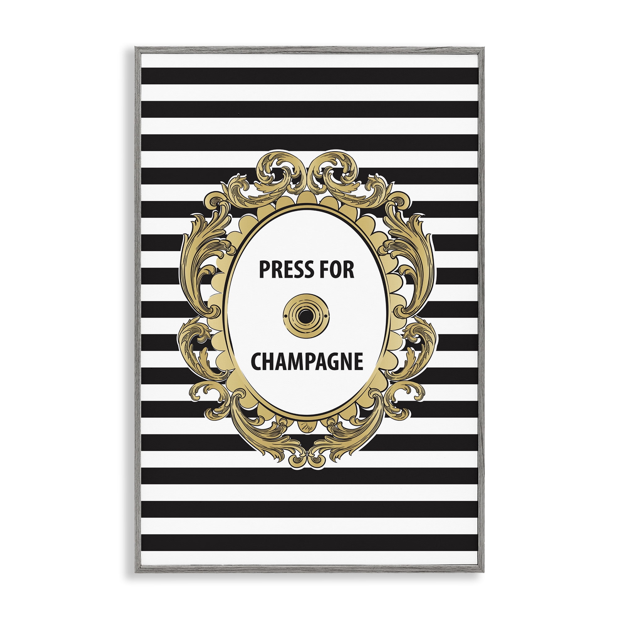 Stupell Industries Press For Champagne Celebration Gray Framed Giclee Art, design by Martina Pavlova