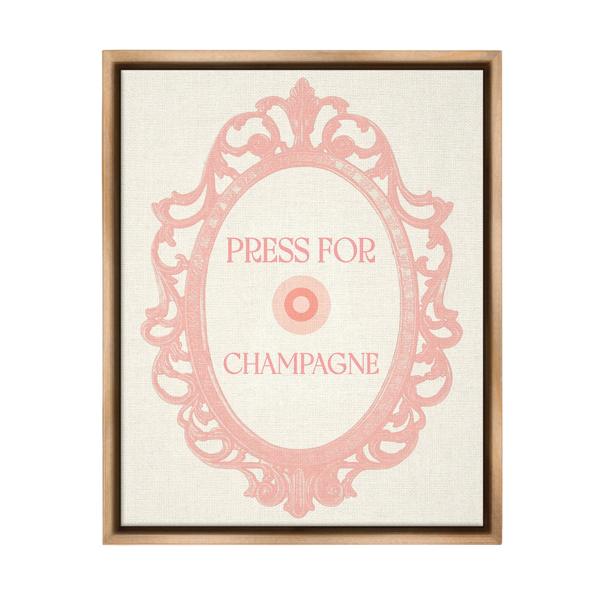 Stupell Industries Press For Champagne Food & Beverage Painting Brown Floater Framed Canvas Art Print Wall Art, 25 x 31