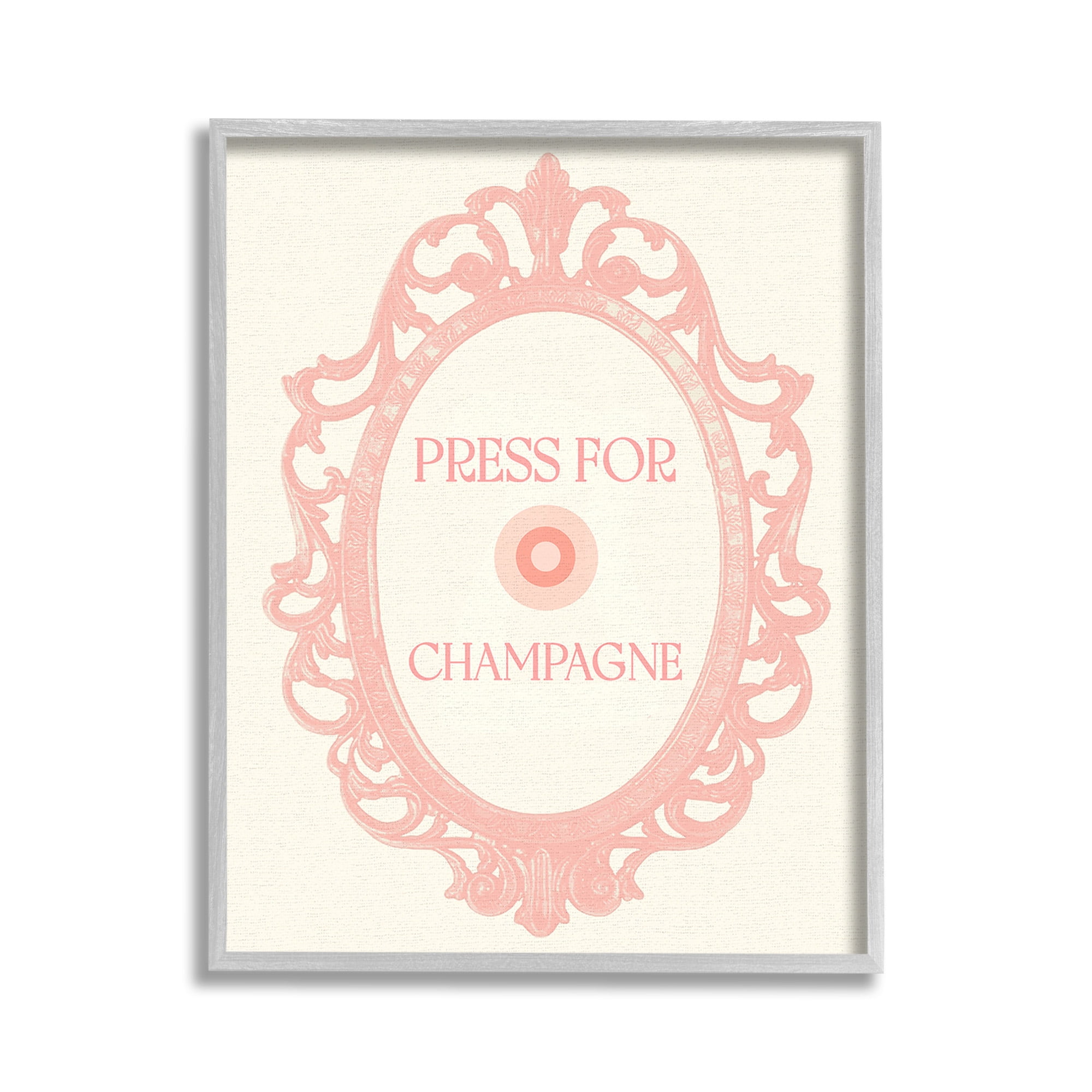 Stupell Industries Press For Champagne Food & Beverage Painting Gray Framed Art Print Wall Art, 11 x 14