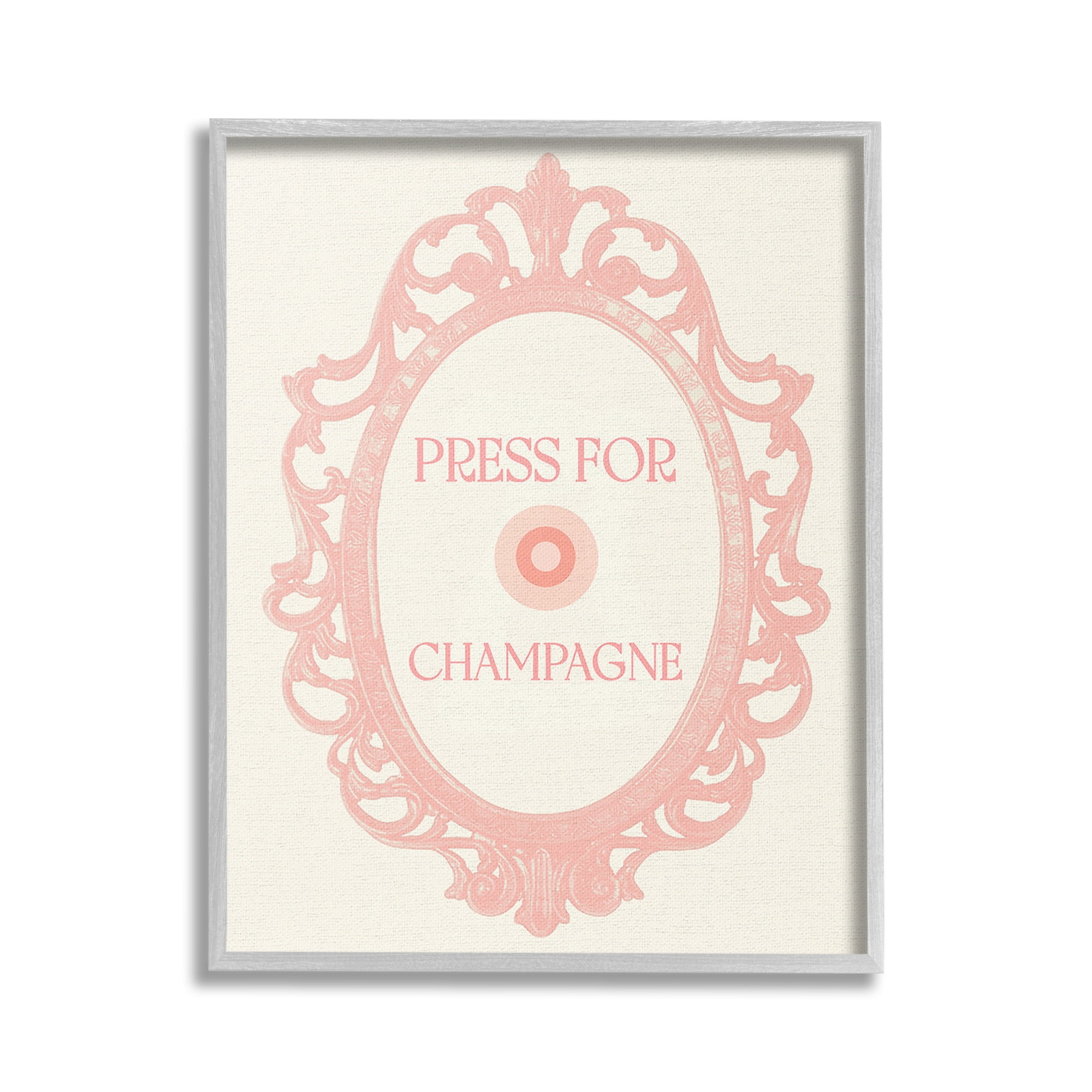 Stupell Industries Press For Champagne Food & Beverage Painting Gray Framed Art Print Wall Art, 24 x 30