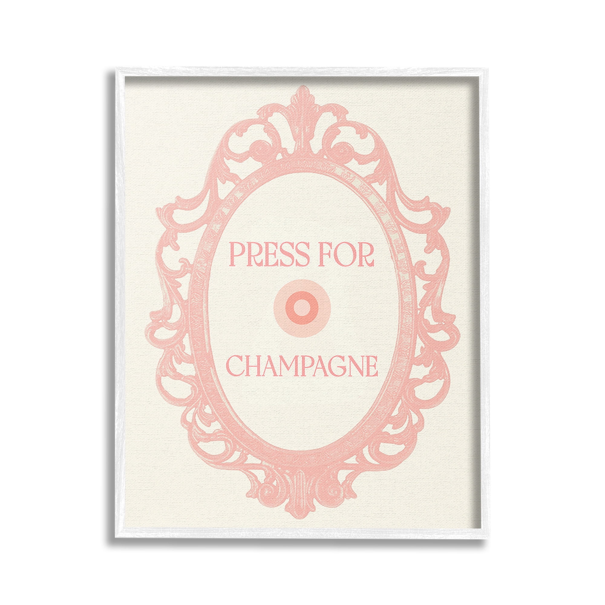 Stupell Industries Press For Champagne Food & Beverage Painting White Framed Art Print Wall Art, 16 x 20