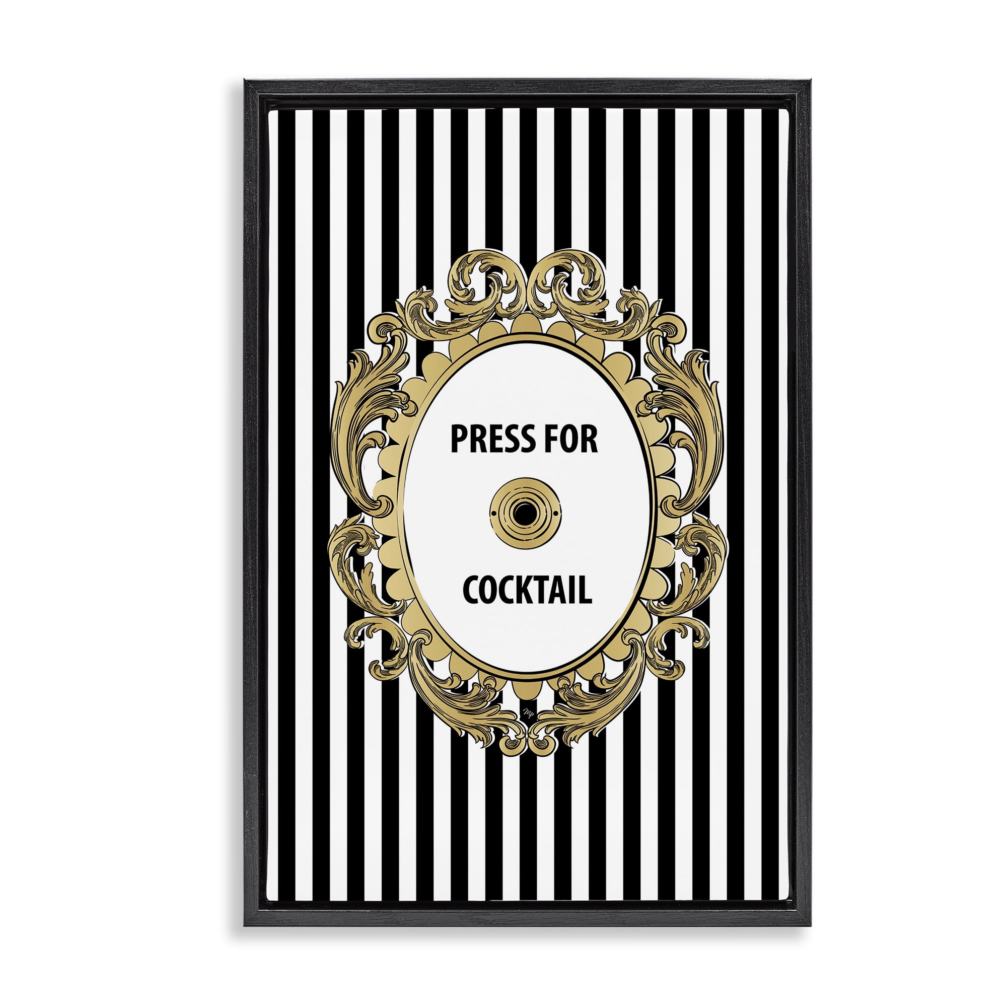 Stupell Industries Press For Cocktail Celebration Black Framed Floater Canvas Wall Art, design by Martina Pavlova