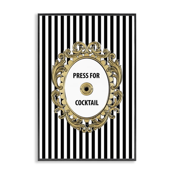 Stupell Industries Modern Press For Cocktail Celebration Black Framed Giclee Art, 12 x 18, by Martina Pavlova