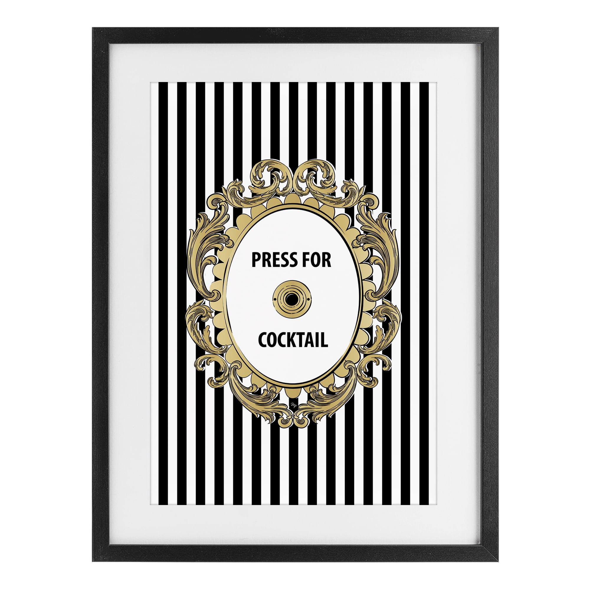 Stupell Industries Press For Cocktail Celebration Black Framed Print Under Glass, design by Martina Pavlova