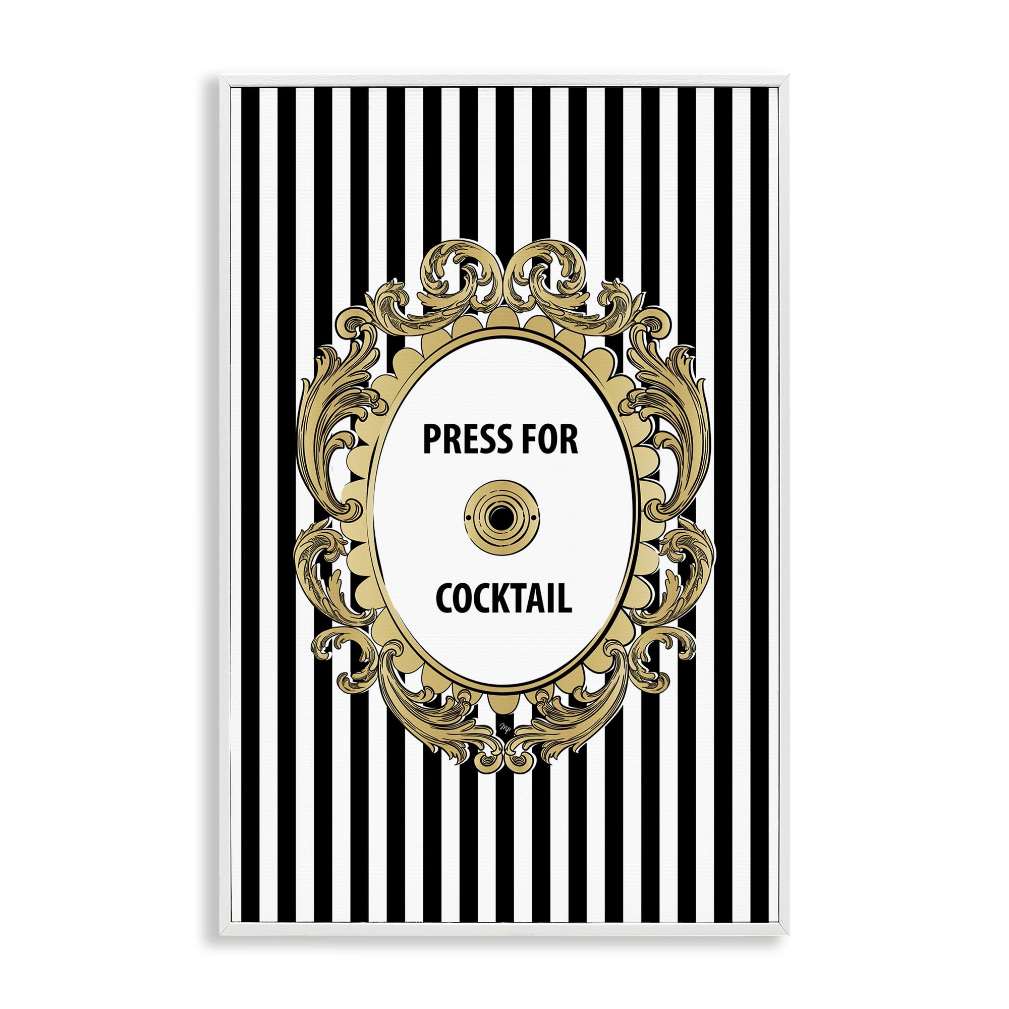Stupell Industries Press For Cocktail Celebration White Framed Giclee Art, design by Martina Pavlova