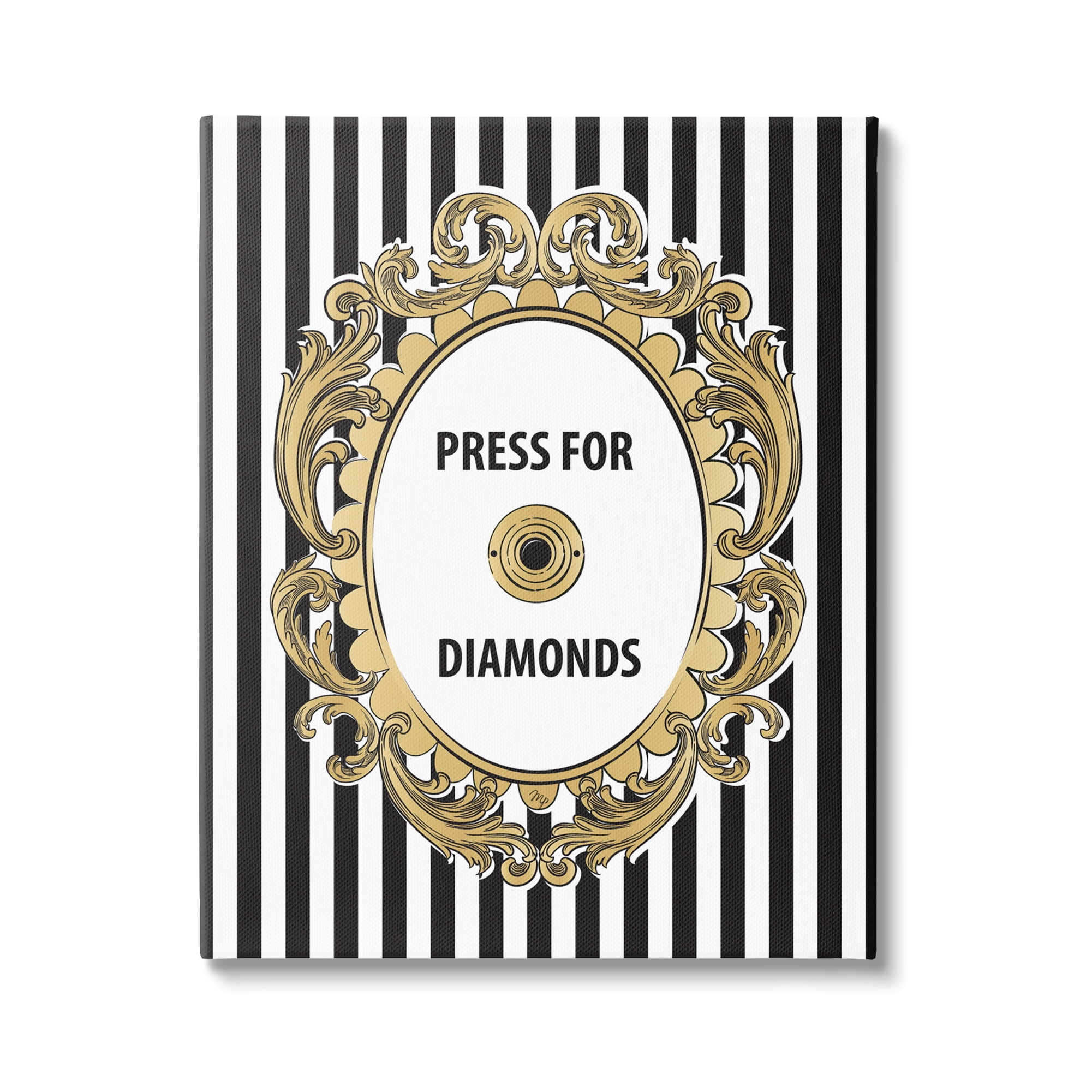 Stupell Industries Press For Diamonds Phrase Beauty & Fashion Painting Gallery Wrapped Canvas Art Print Wall Art, 24 x 30