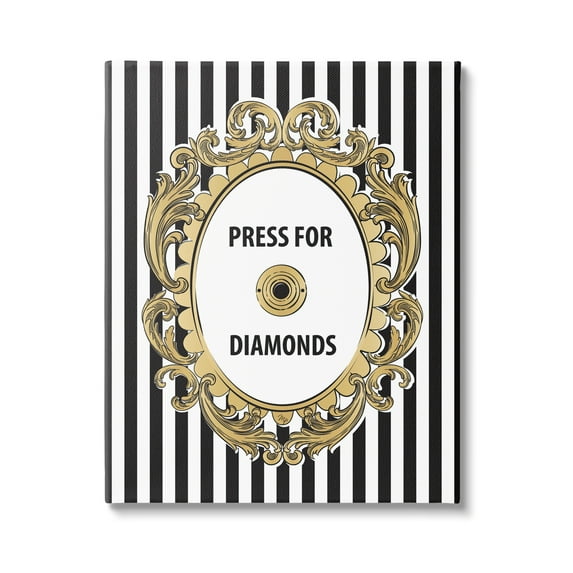 Stupell Industries Press For Diamonds Phrase Beauty & Fashion Painting Gallery Wrapped Canvas Art Print Wall Art, 36 x 48