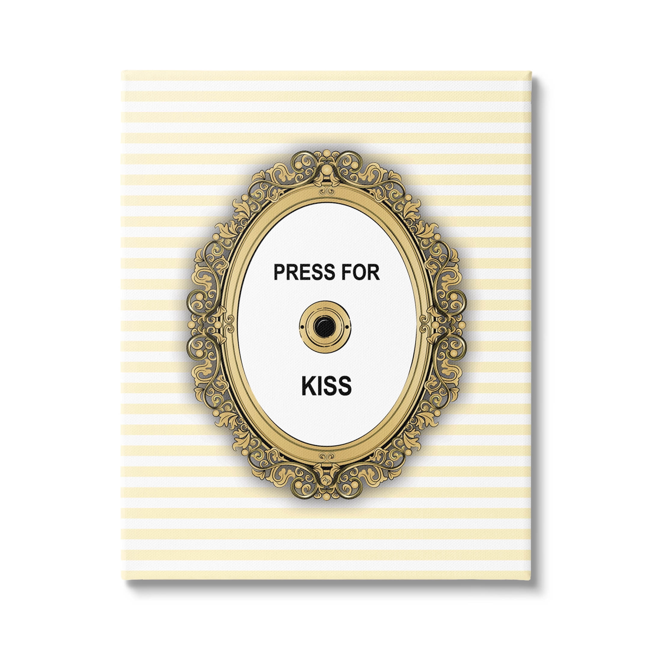 Stupell Industries Press For Kiss Romance Graphic Art Gallery Wrapped Canvas Print Wall Art, Design by Martina Pavlova