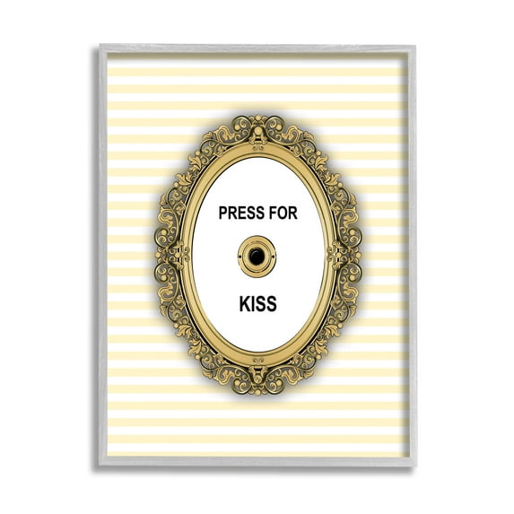 Stupell Industries Press For Kiss Romance Graphic Art Gray Framed Art Print Wall Art, Design by Martina Pavlova