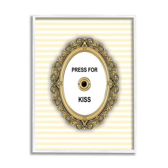 Stupell Industries Press For Kiss Romance Graphic Art White Framed Art Print Wall Art, Design by Martina Pavlova