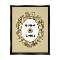 Stupell Industries Press For Towels Ornate Bell Typography Painting Black Floater Framed Art Print Wall Art