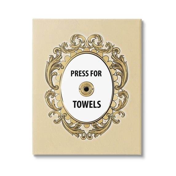 Stupell Industries Press For Towels Ornate Bell Typography Painting Gallery Wrapped Canvas Print Wall Art