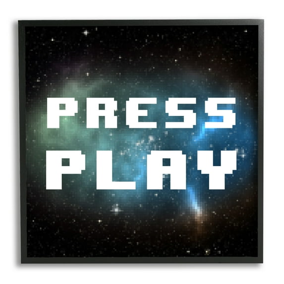 Stupell Industries Press Play Nebula Abstract Painting Black Framed Art Print Wall Art, 24 x 24