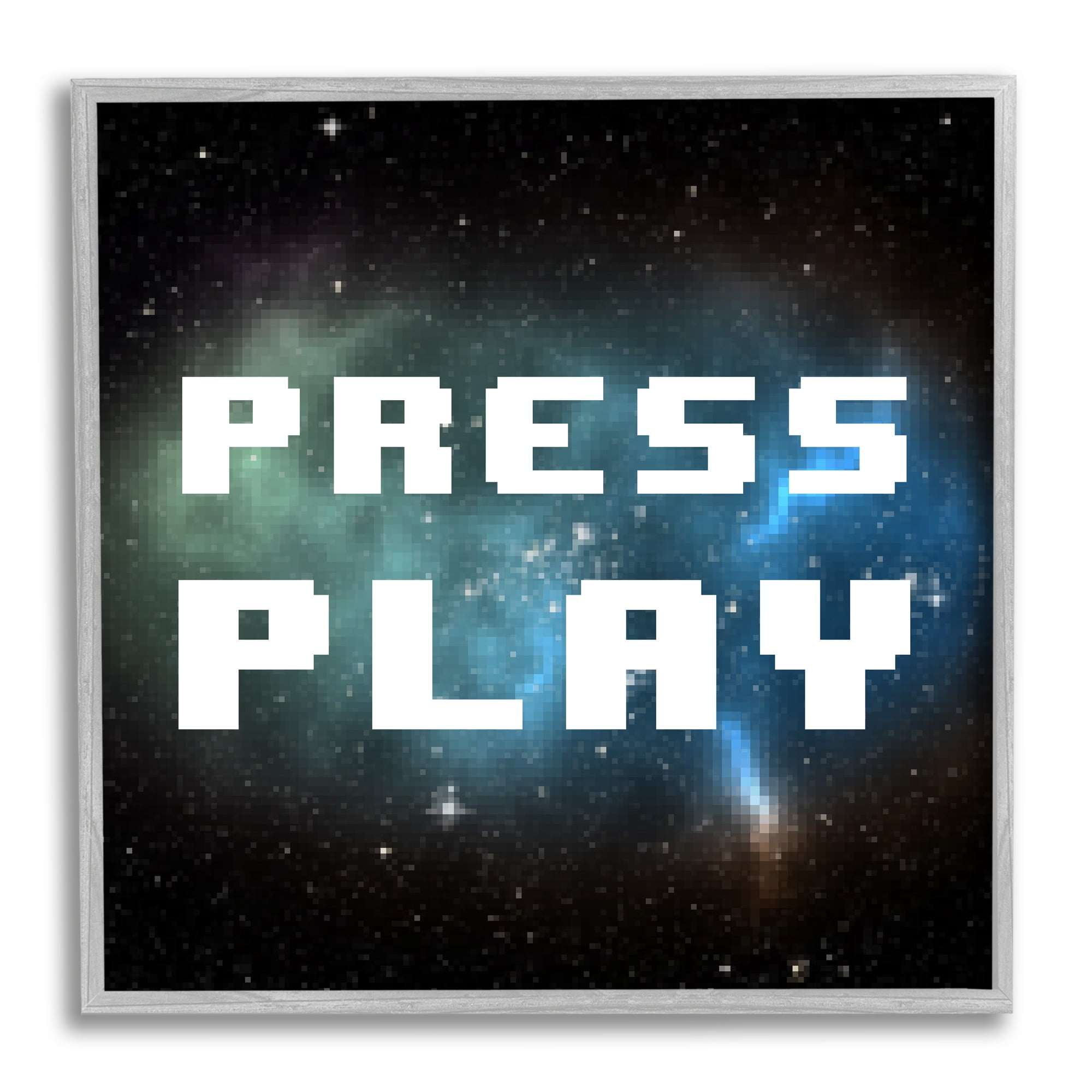 Stupell Industries Press Play Nebula Abstract Painting Gray Framed Art Print Wall Art, 24 x 24