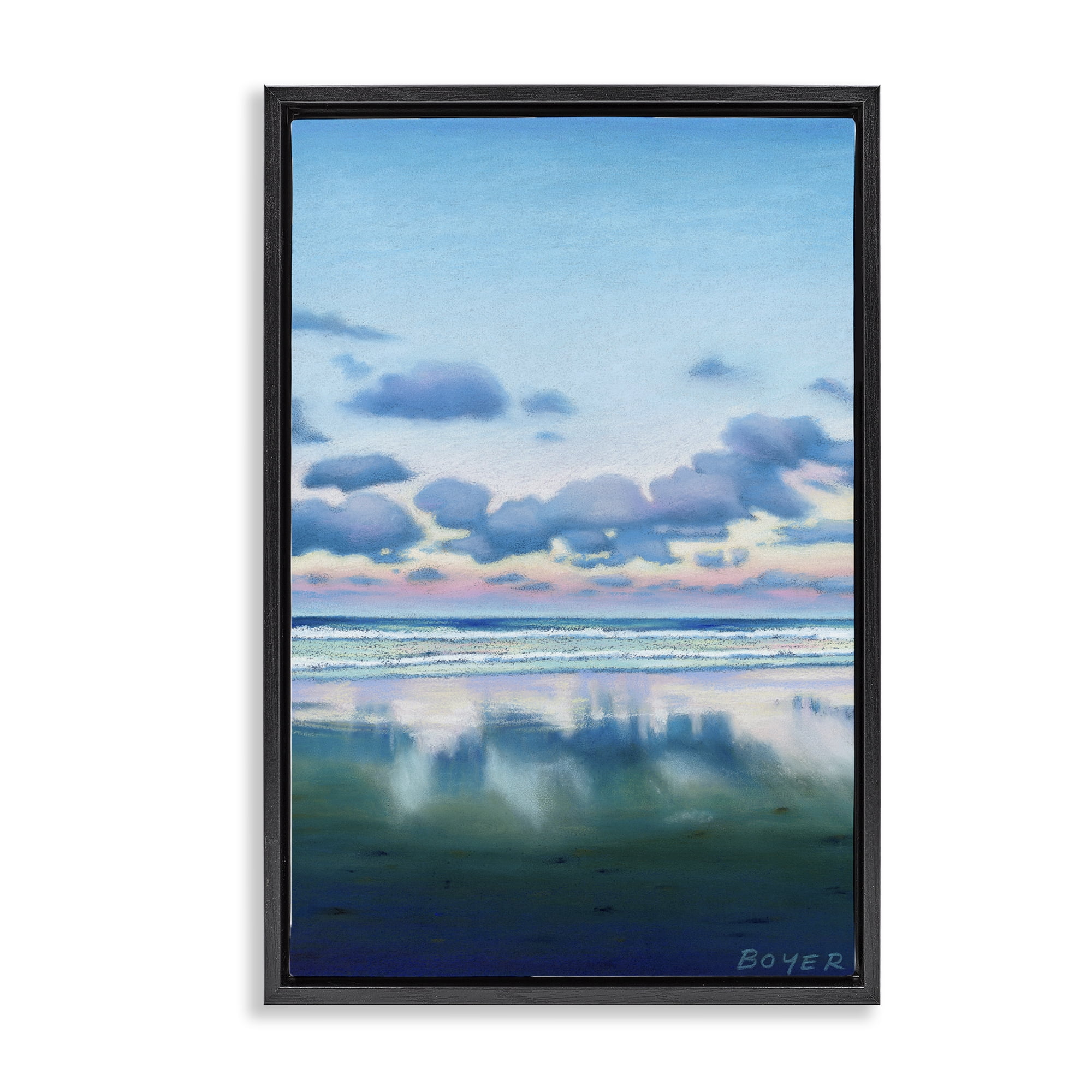 Stupell Industries Pretty Azure Cloud Reflection Black Framed Floater Canvas Wall Art, design by Susy Boyer