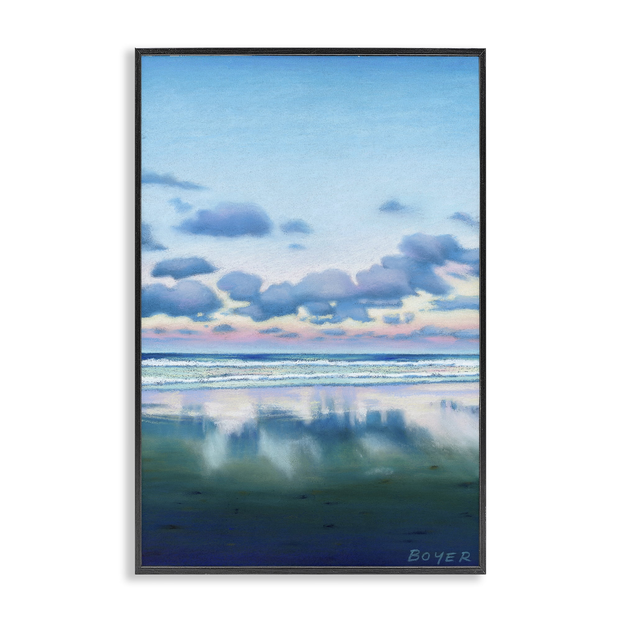 Stupell Industries Pretty Azure Cloud Reflection Black Framed Giclee Art, design by Susy Boyer
