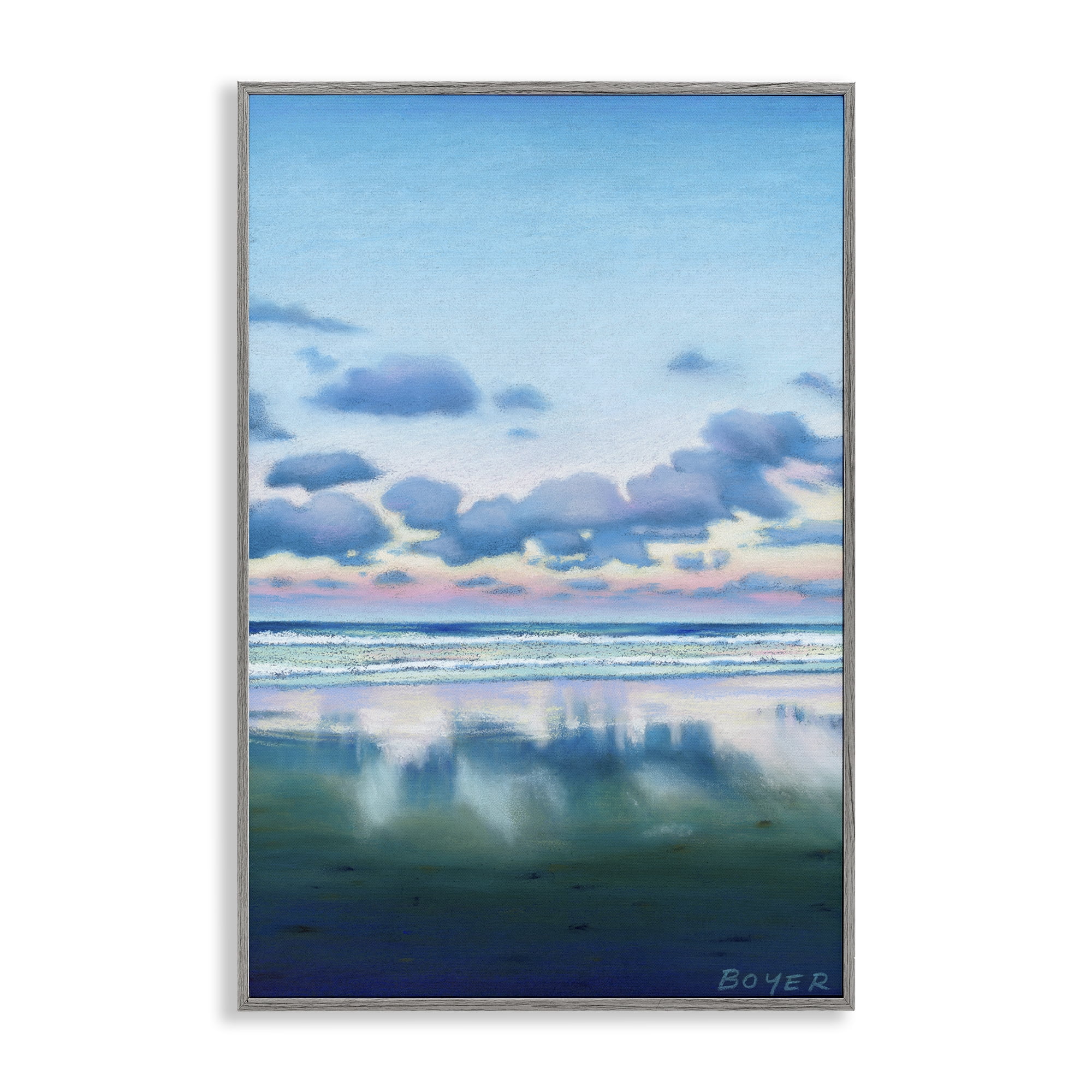 Stupell Industries Pretty Azure Cloud Reflection Gray Framed Giclee Art, design by Susy Boyer