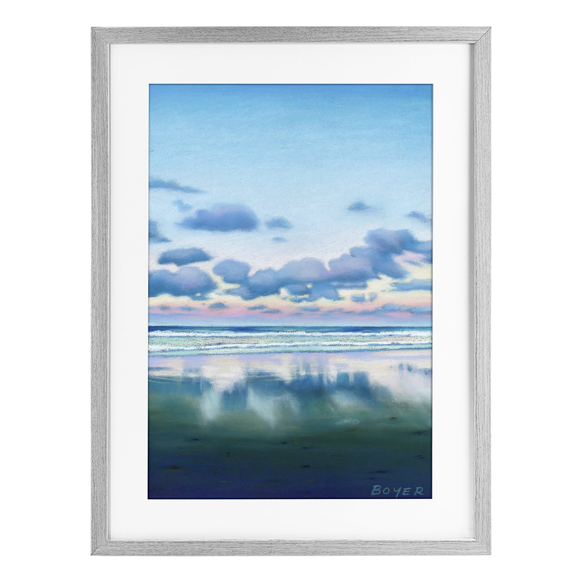 Stupell Industries Pretty Azure Cloud Reflection Gray Framed Print Under Glass, design by Susy Boyer
