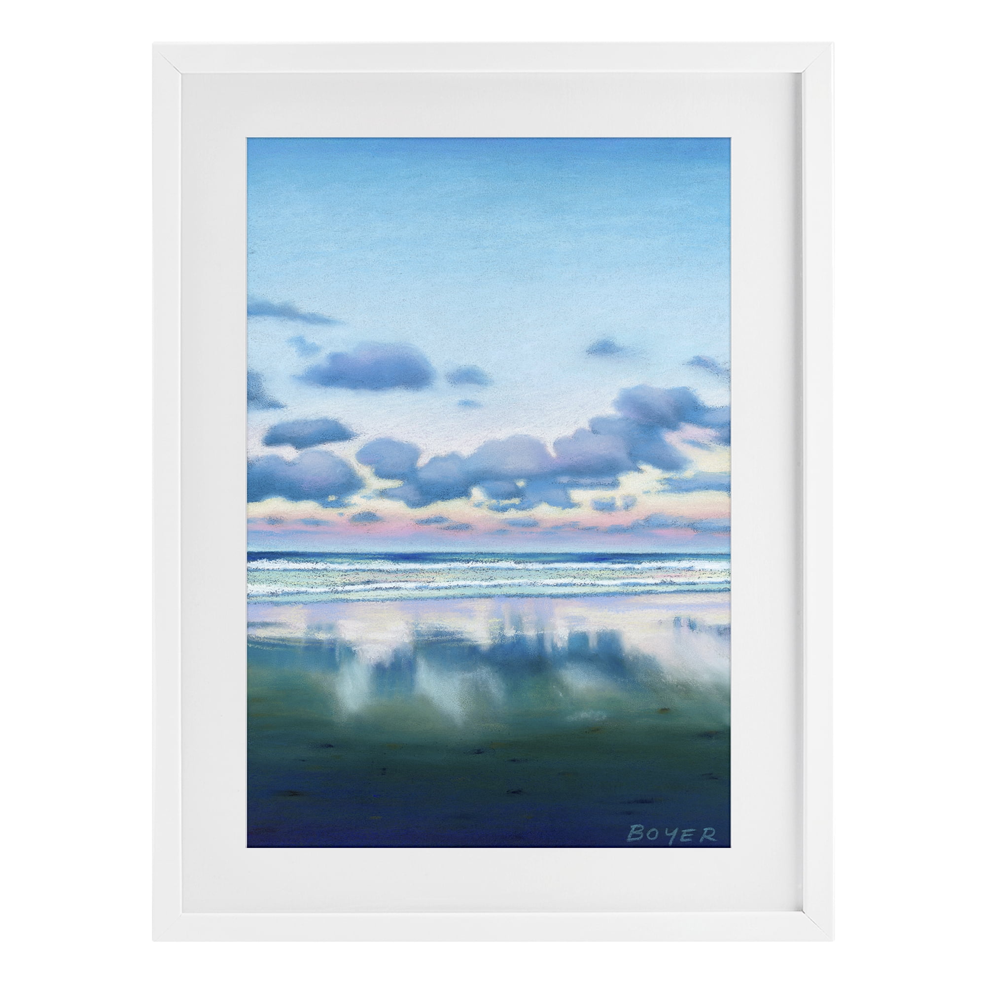 Stupell Industries Pretty Azure Cloud Reflection White Framed Print Under Glass, design by Susy Boyer