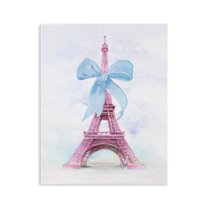 Stupell Industries Pretty Bow Eiffel Tower Buildings & Architecture Painting Unframed Art Print Wall Art, 11 x 14