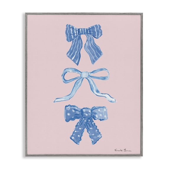 Stupell Industries Glam Pretty Bows Blue & Pink Gray Framed Giclee Art, 11 x 14, by Farida Zaman