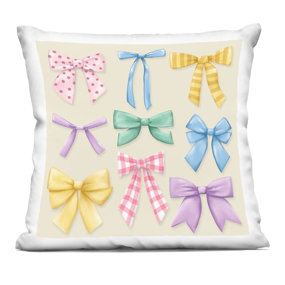 Stupell Industries Pretty Bows Differing Patterns Decorative Printed Throw Pillow design by Jilly Jack Designs, 18 x 7 x 18