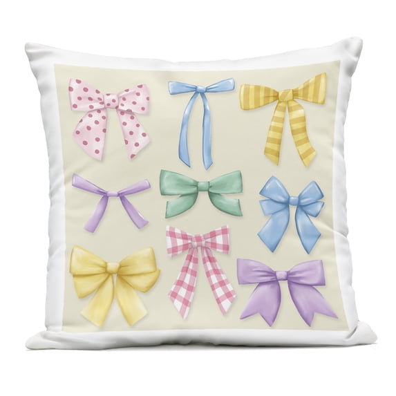 Stupell Industries Pretty Bows Differing Patterns Outdoor Printed Pillow design by Jilly Jack Designs, 18 x 7 x 18