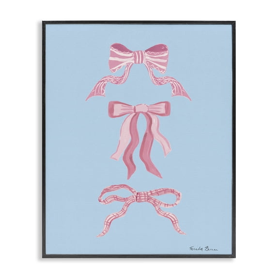 Stupell Industries Pretty Bows on Blue Black Framed Giclee Art design by Farida Zaman, 20 x 16