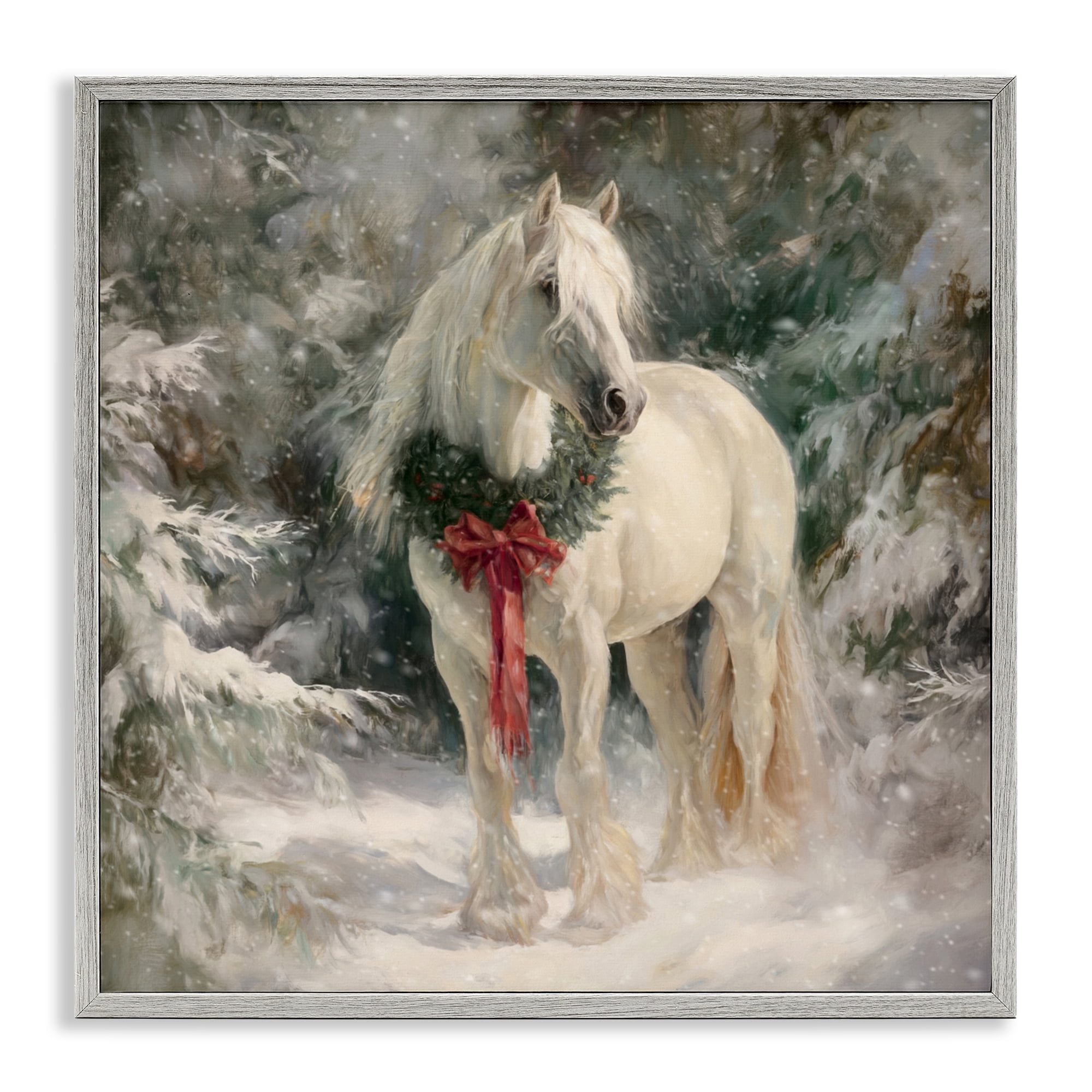 Stupell Industries Pretty Christmas Mare Gray Framed Giclee Art, design by Tina LeCour