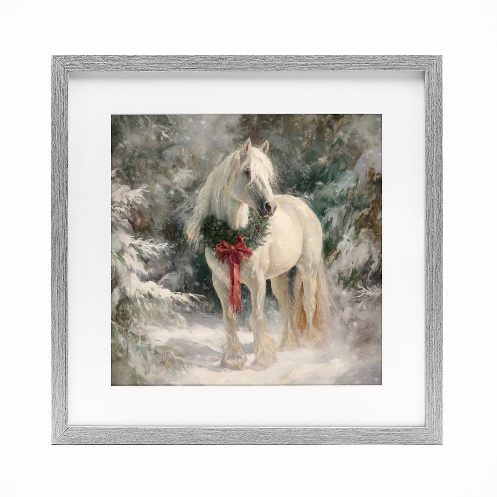 Stupell Industries Pretty Christmas Mare Gray Framed Print Under Glass, design by Tina LeCour