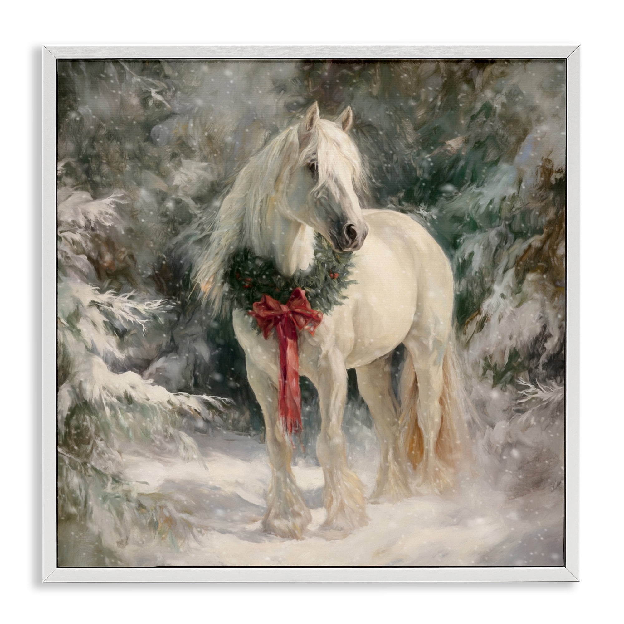 Stupell Industries Pretty Christmas Mare White Framed Giclee Art, design by Tina LeCour