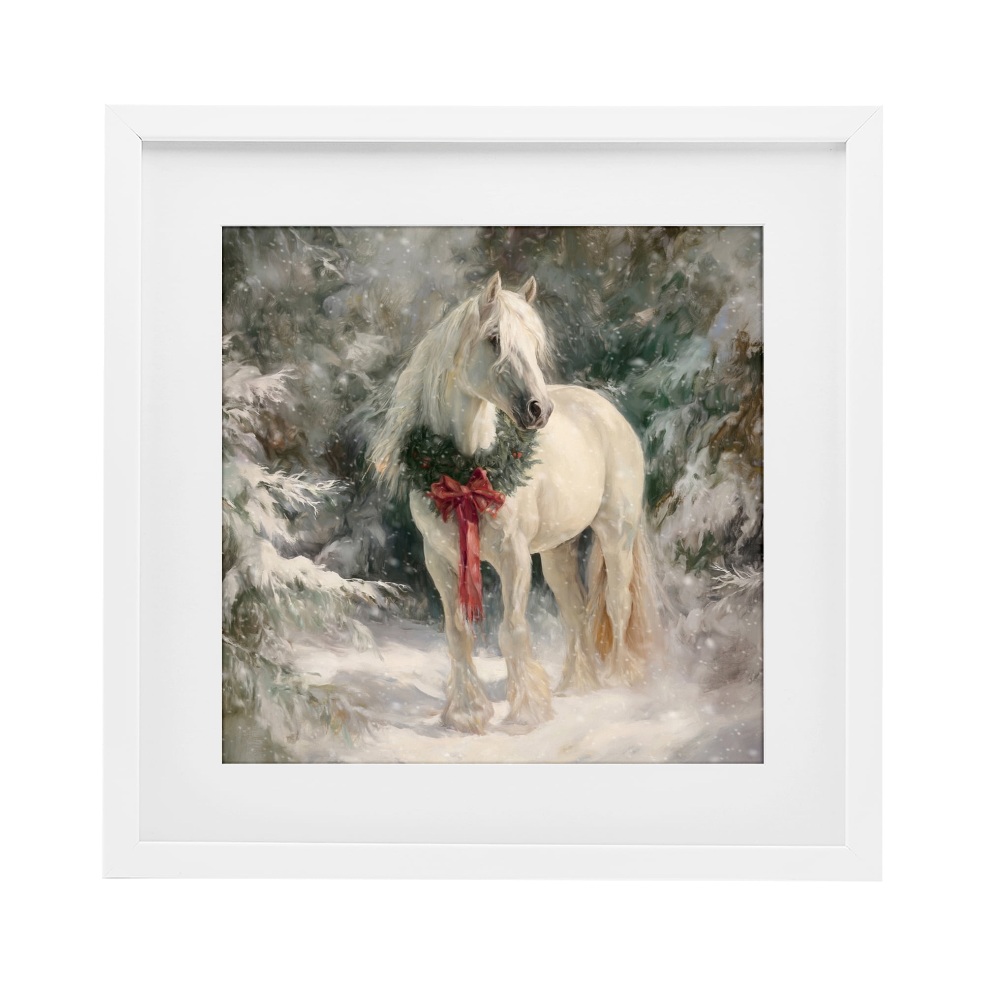 Stupell Industries Pretty Christmas Mare White Framed Print Under Glass, design by Tina LeCour