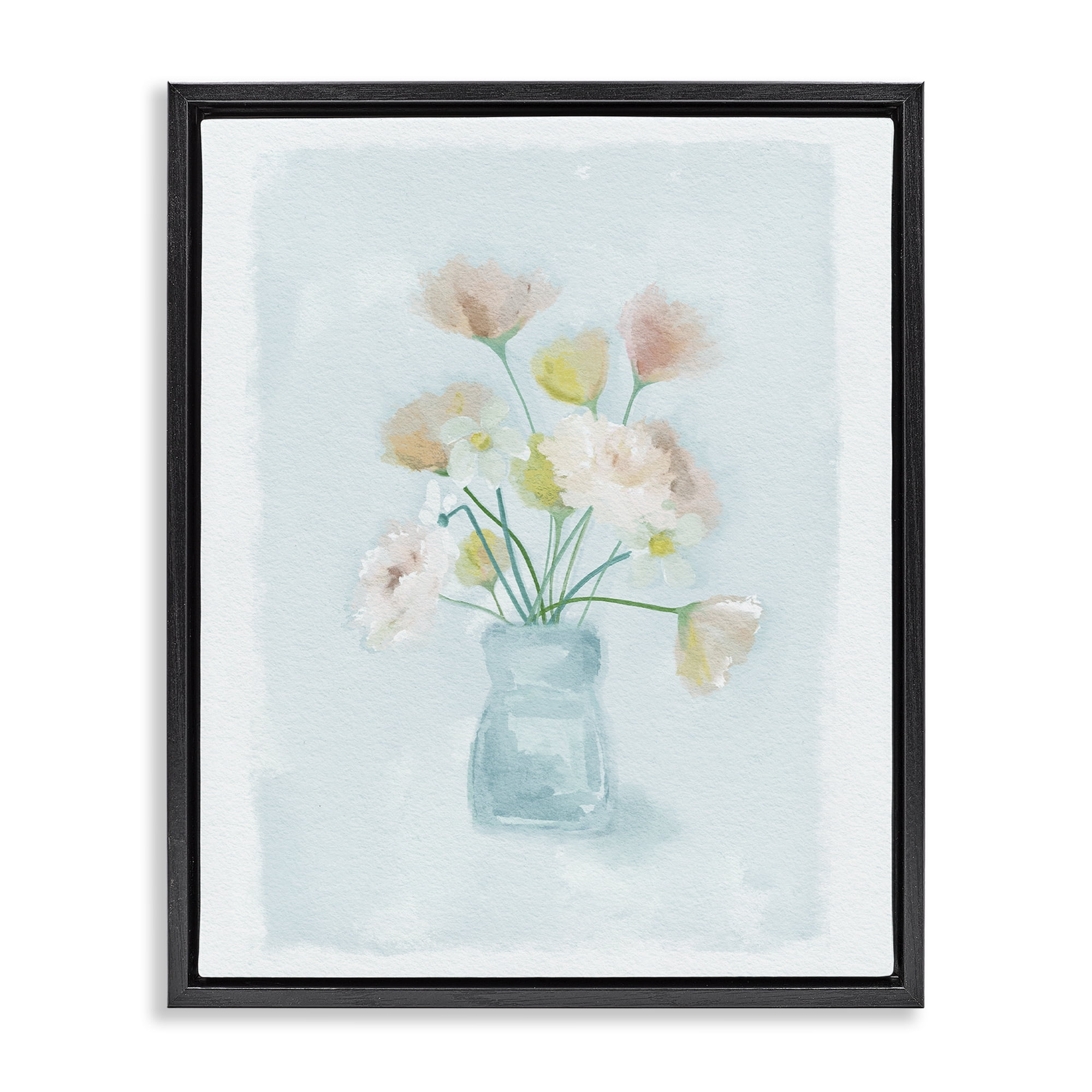 Stupell Industries Pretty Florals in Vase Black Framed Floater Canvas Wall Art, design by Leah Straatsma