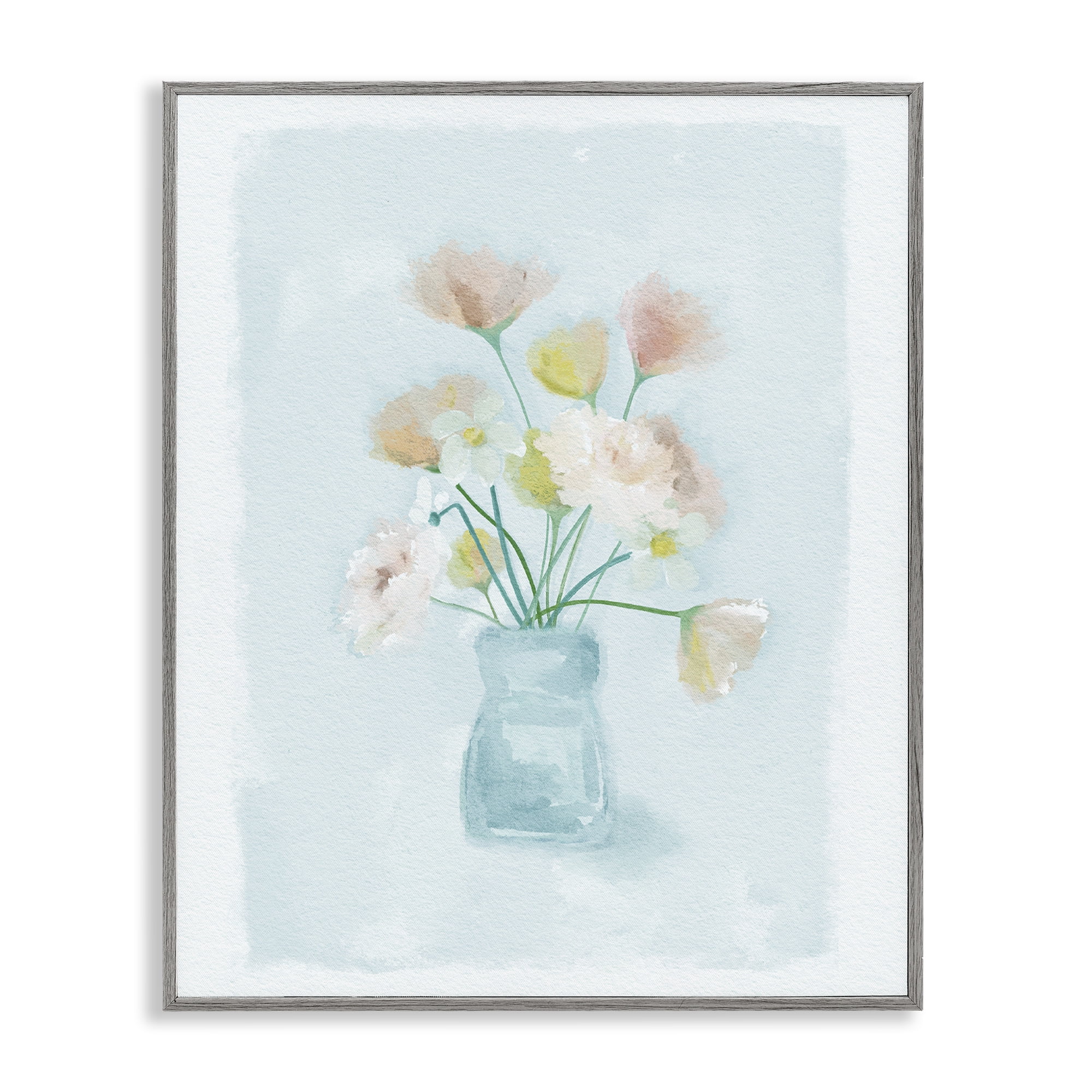 Stupell Industries Pretty Florals in Vase Gray Framed Giclee Art, design by Leah Straatsma