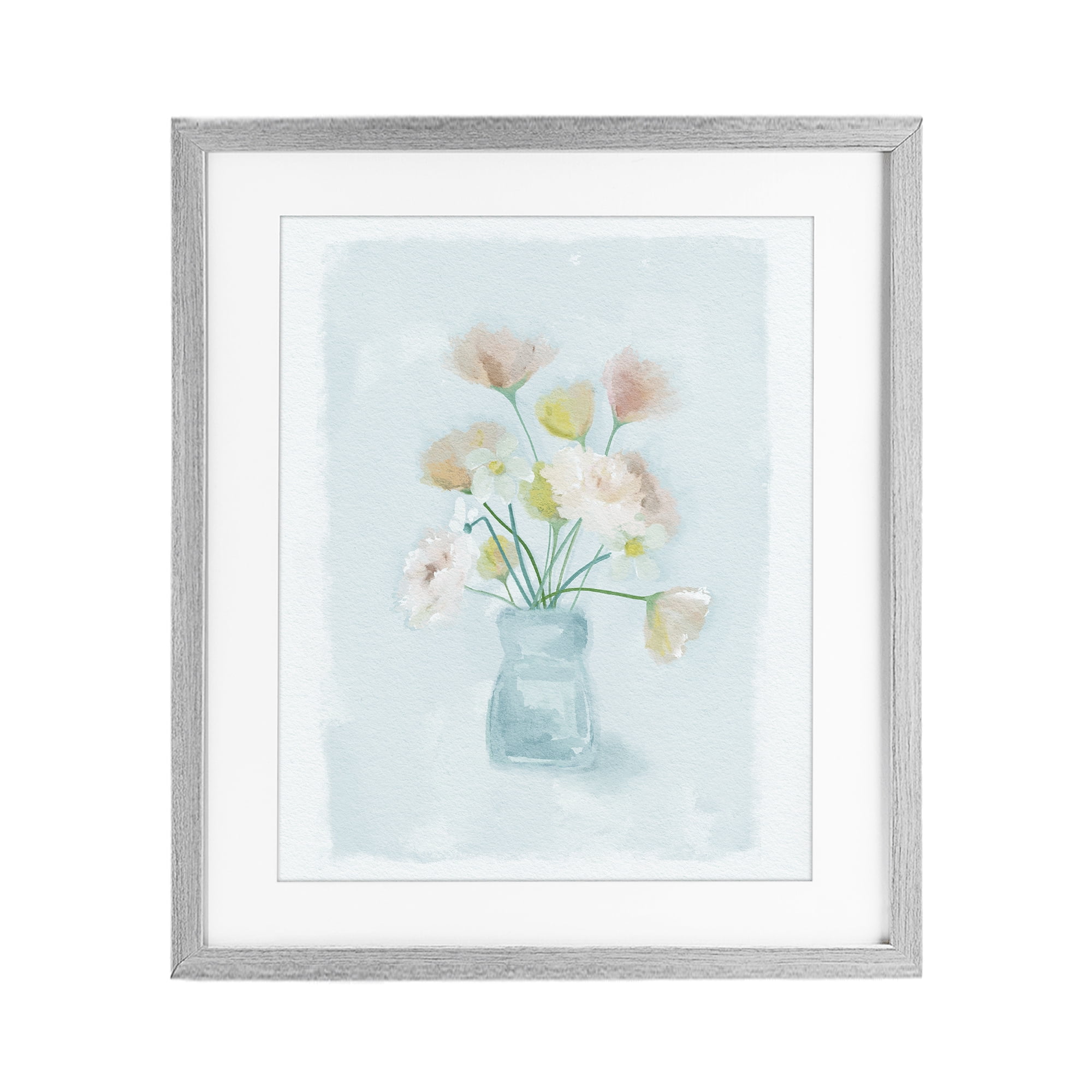 Stupell Industries Pretty Florals in Vase Gray Framed Print Under Glass, design by Leah Straatsma