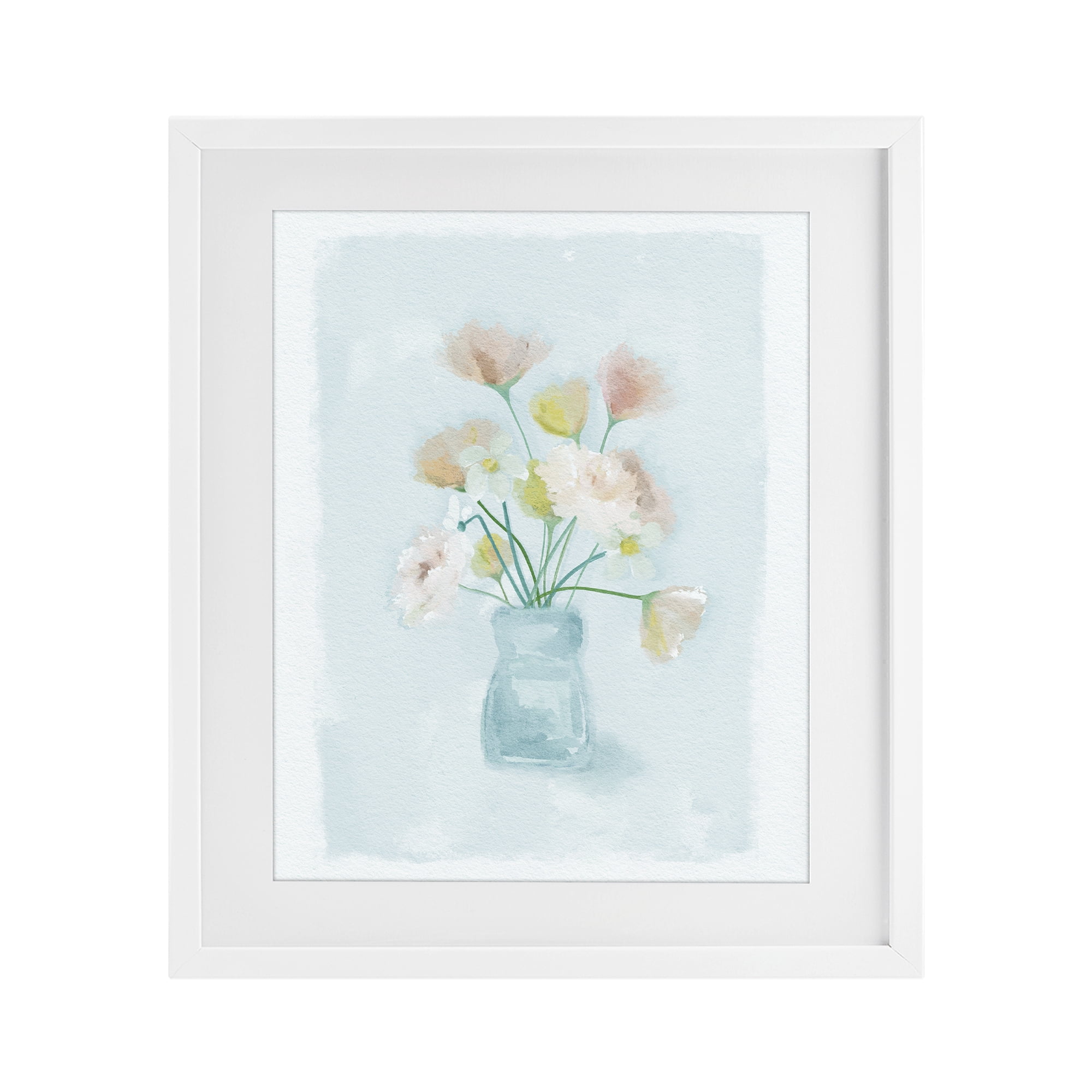 Stupell Industries Pretty Florals in Vase White Framed Print Under Glass, design by Leah Straatsma