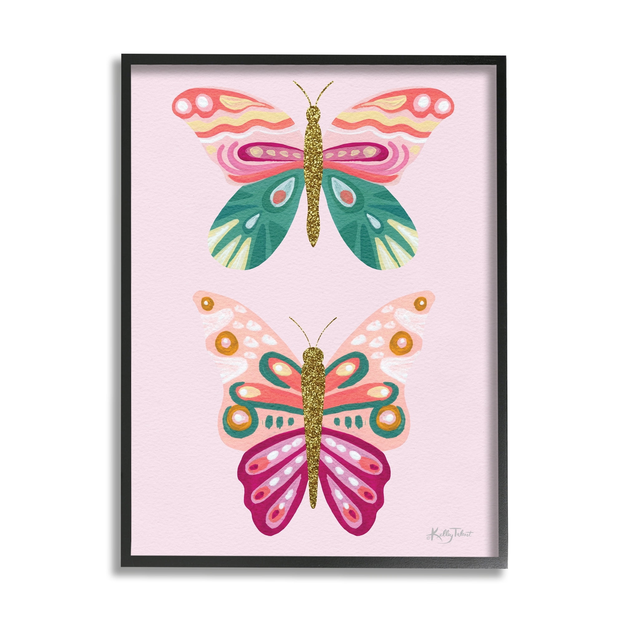 Stupell Industries Pretty Glittery Butterflies Collage Pattern Glam Detail , 11 x 14, Design by Kelley Talent