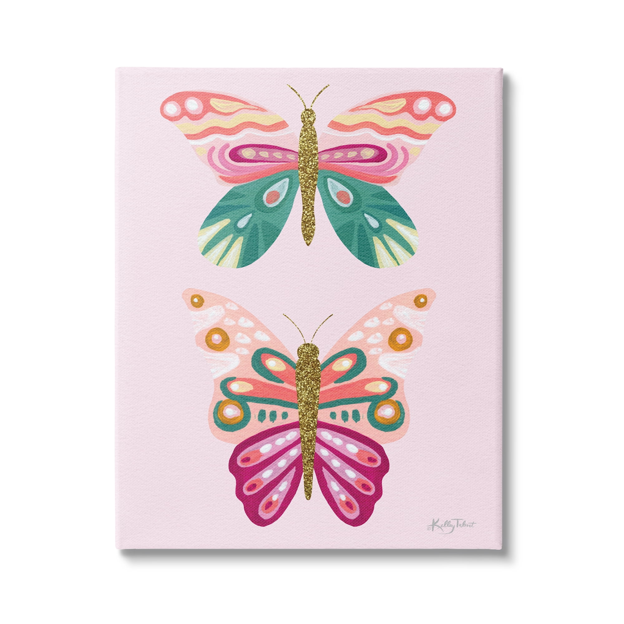 Stupell Industries Pretty Glittery Butterflies Collage Pattern Glam Detail , 36 x 48, Design by Kelley Talent