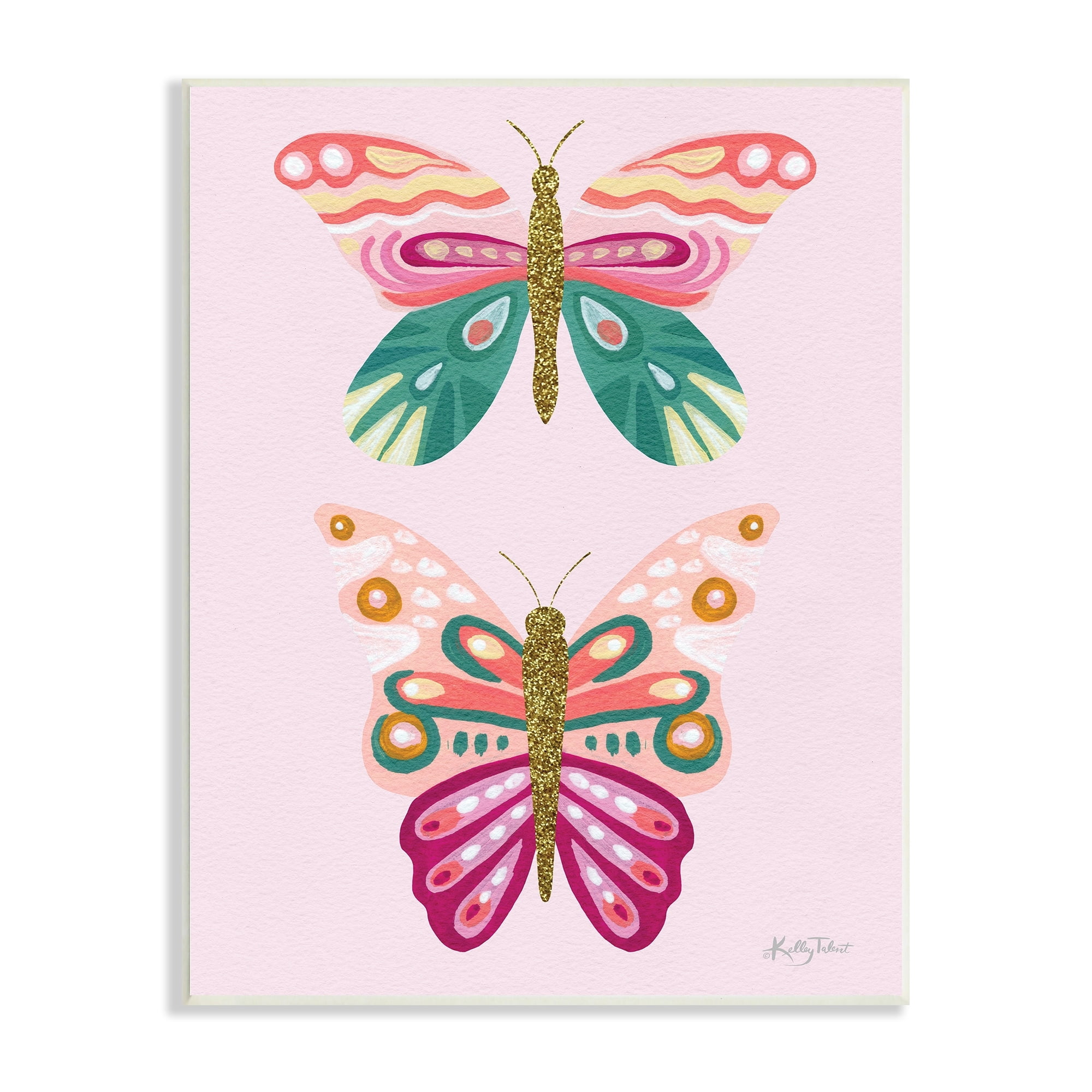 Stupell Industries Pretty Glittery Butterflies Collage Pattern Glam Detail Graphic Art Unframed Art Print Wall Art, 10x15, by Kelley Talent