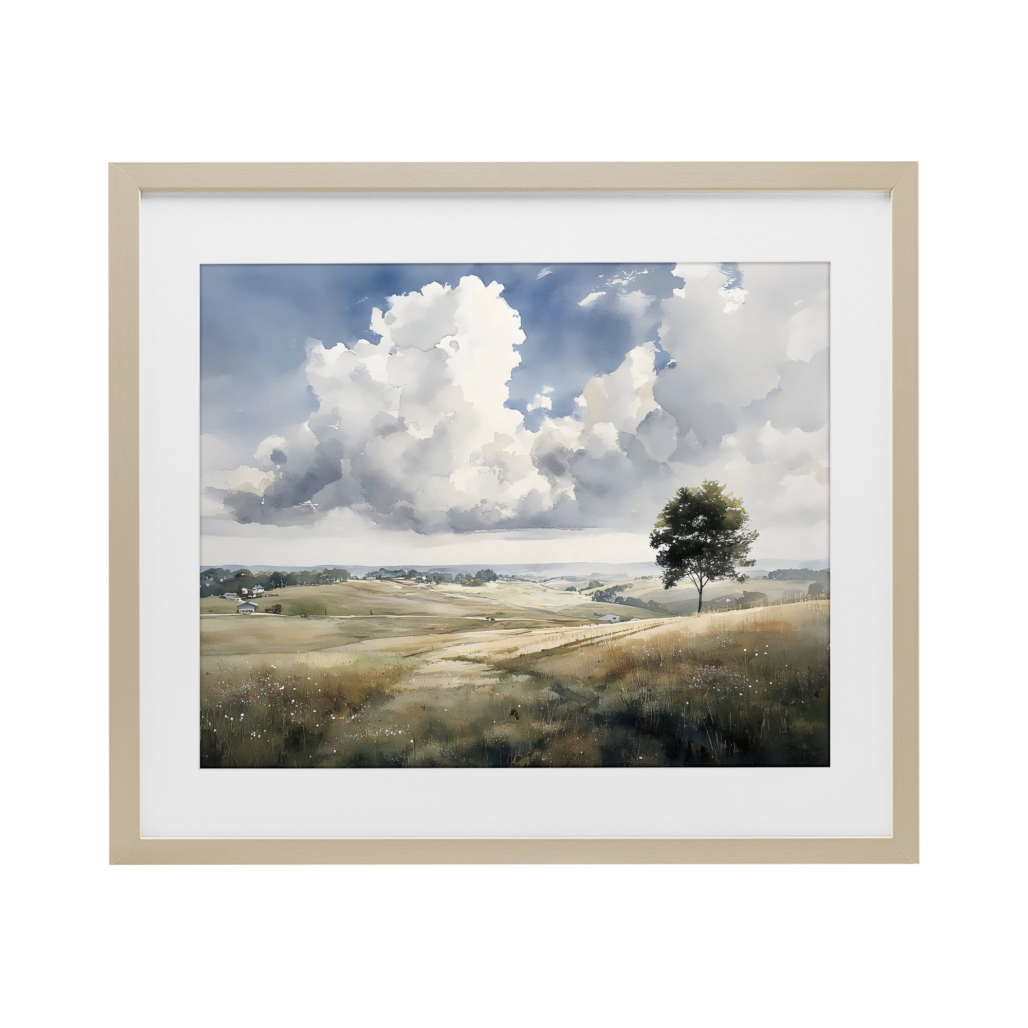 Stupell Industries Pretty Hills with Solitary Tree Birch Framed Print Under Glass, design by Franklyn Gregory