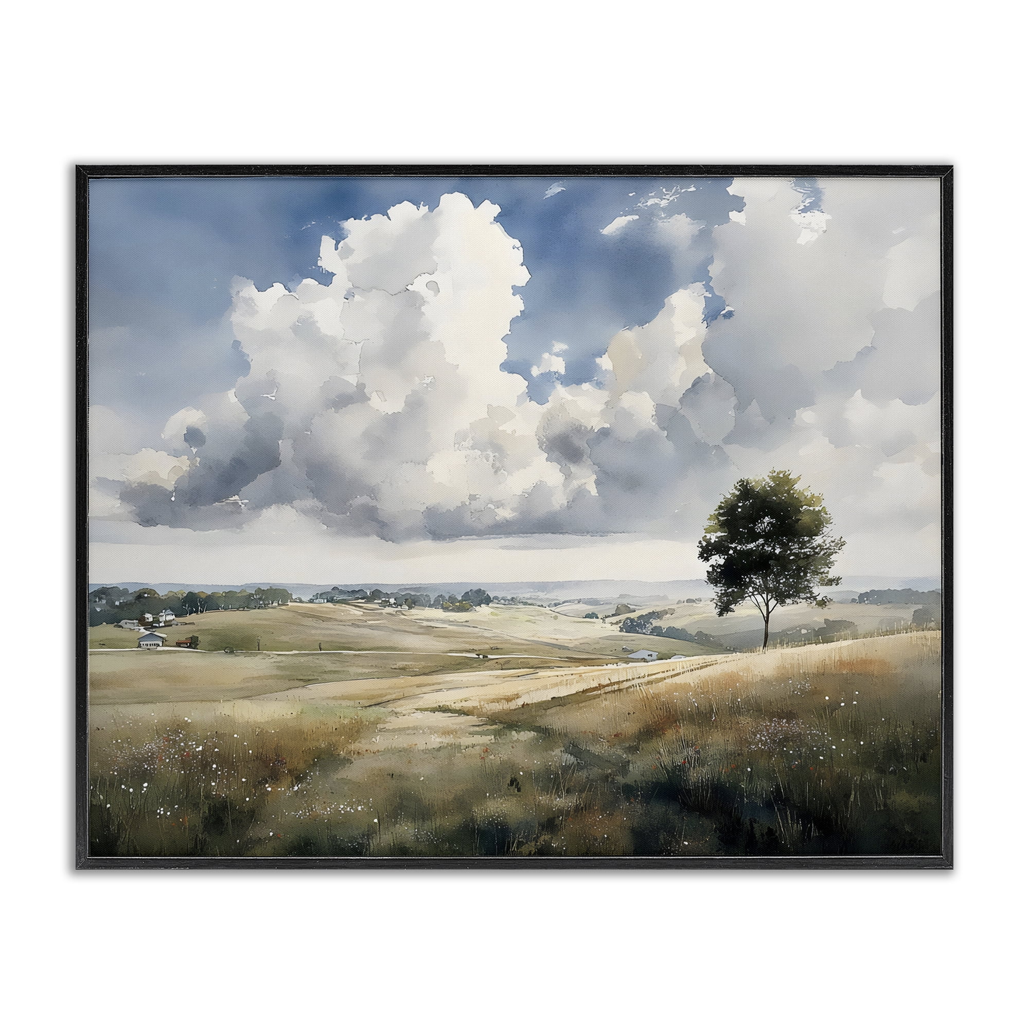 Stupell Industries Pretty Hills with Solitary Tree Black Framed Giclee Art, design by Franklyn Gregory