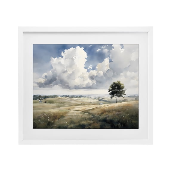 Stupell Industries Transitional Pretty Hills with Solitary Tree White Framed Print Under Glass, 21 x 17, by Franklyn Gregory