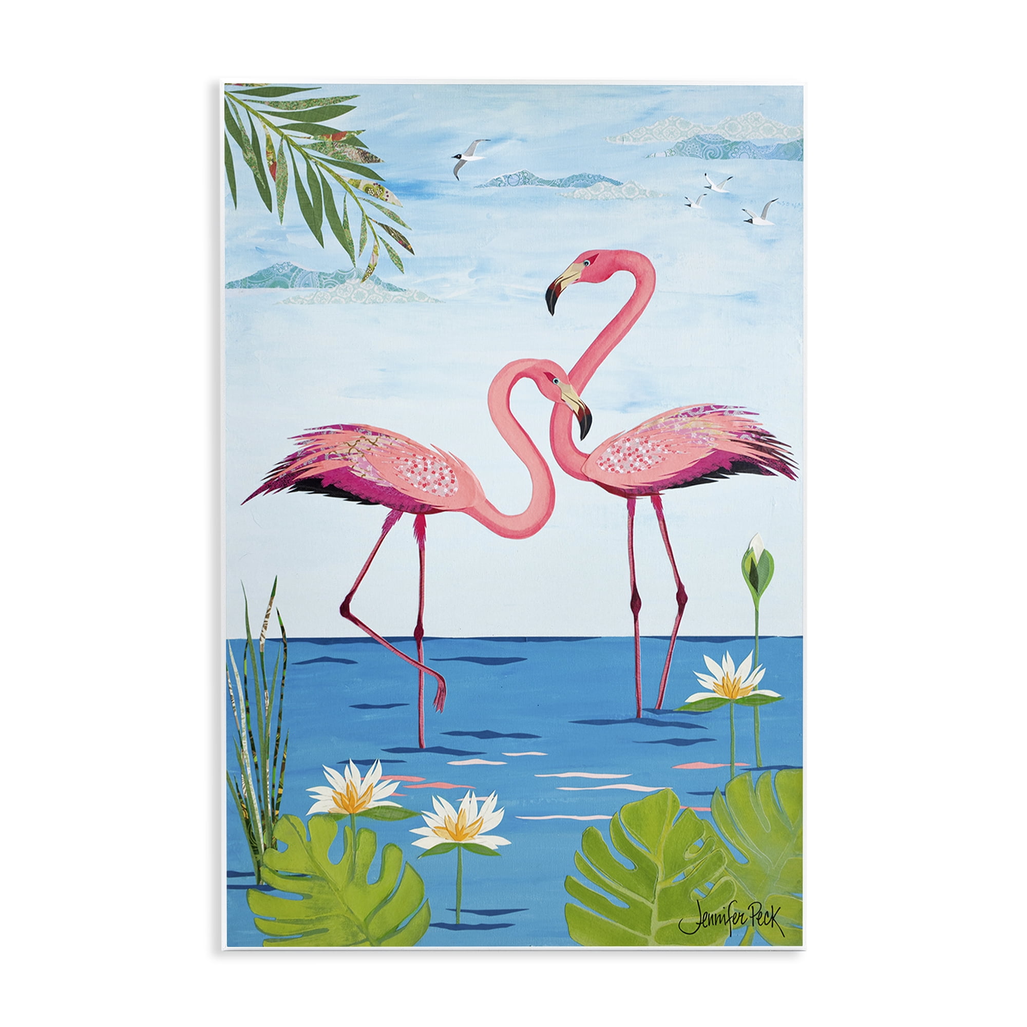 Stupell Industries Pretty In Pink Flamingos Animals & Insects Painting Unframed Art Print Wall Art, 13 x 19