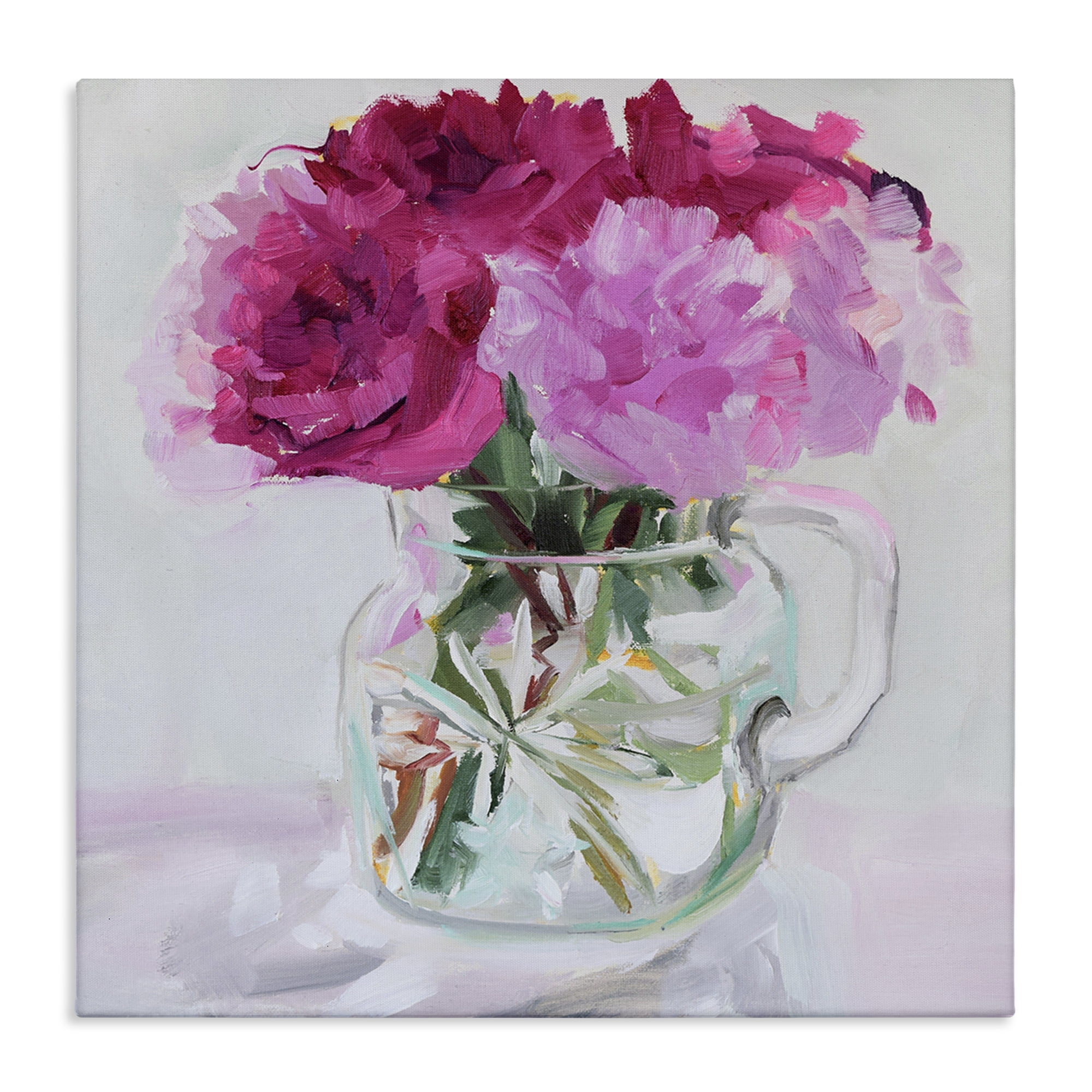 Stupell Industries Pretty In Pink Peonies Plants & Flowers Painting Wrapped Canvas Art Print Wall Art, 17 x 17