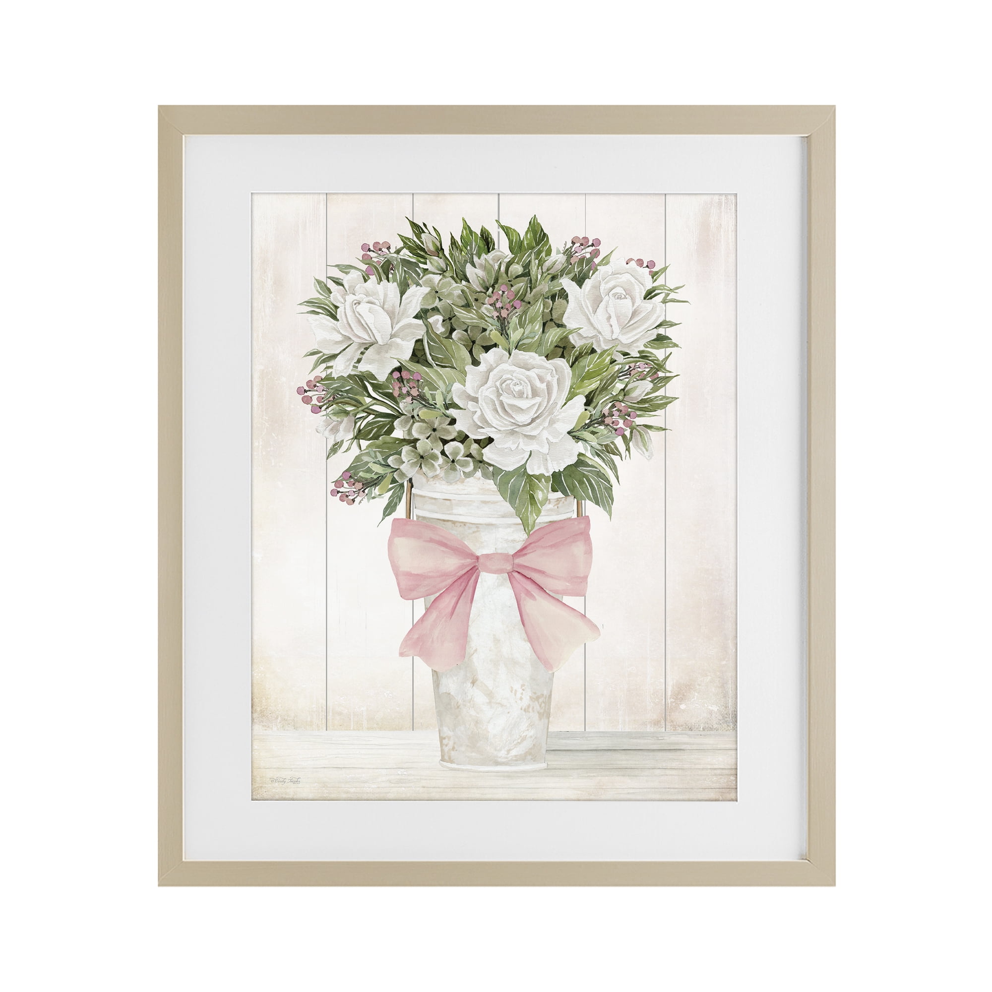 Stupell Industries Pretty In Pink Roses & Bow Birch Framed Print Under Glass, design by Cindy Jacobs