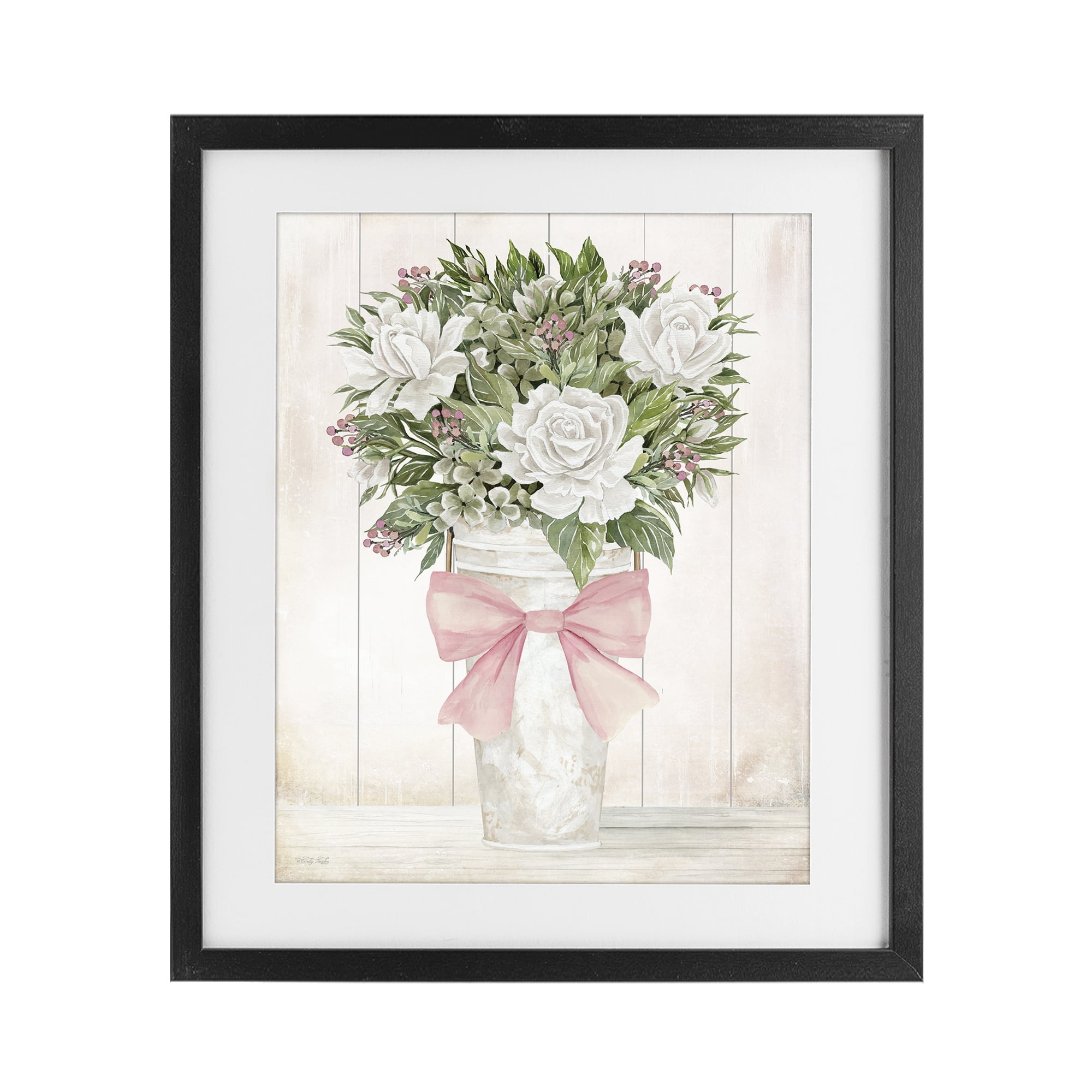 Stupell Industries Pretty In Pink Roses & Bow Black Framed Print Under Glass, design by Cindy Jacobs