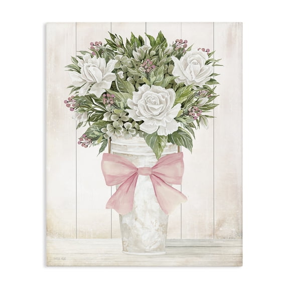 Stupell Industries Pretty In Pink Roses & Bow Canvas Wall Art, design by Cindy Jacobs
