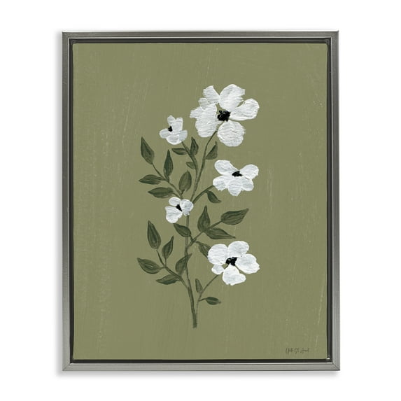 Stupell Industries Pretty Little Flower Avocado Gray Framed Floater Canvas Wall Art design by Yvette St. Amant, 31 x 25