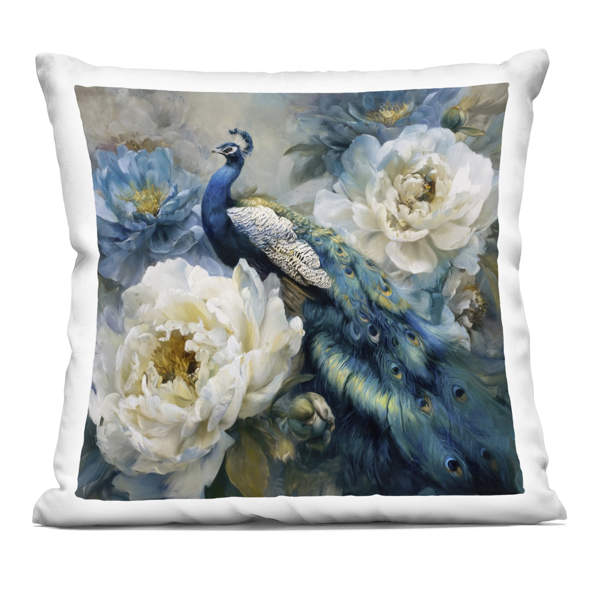 Stupell Industries Pretty Peacock with Roses Decorative Printed Throw Pillow, design by Tina LeCour