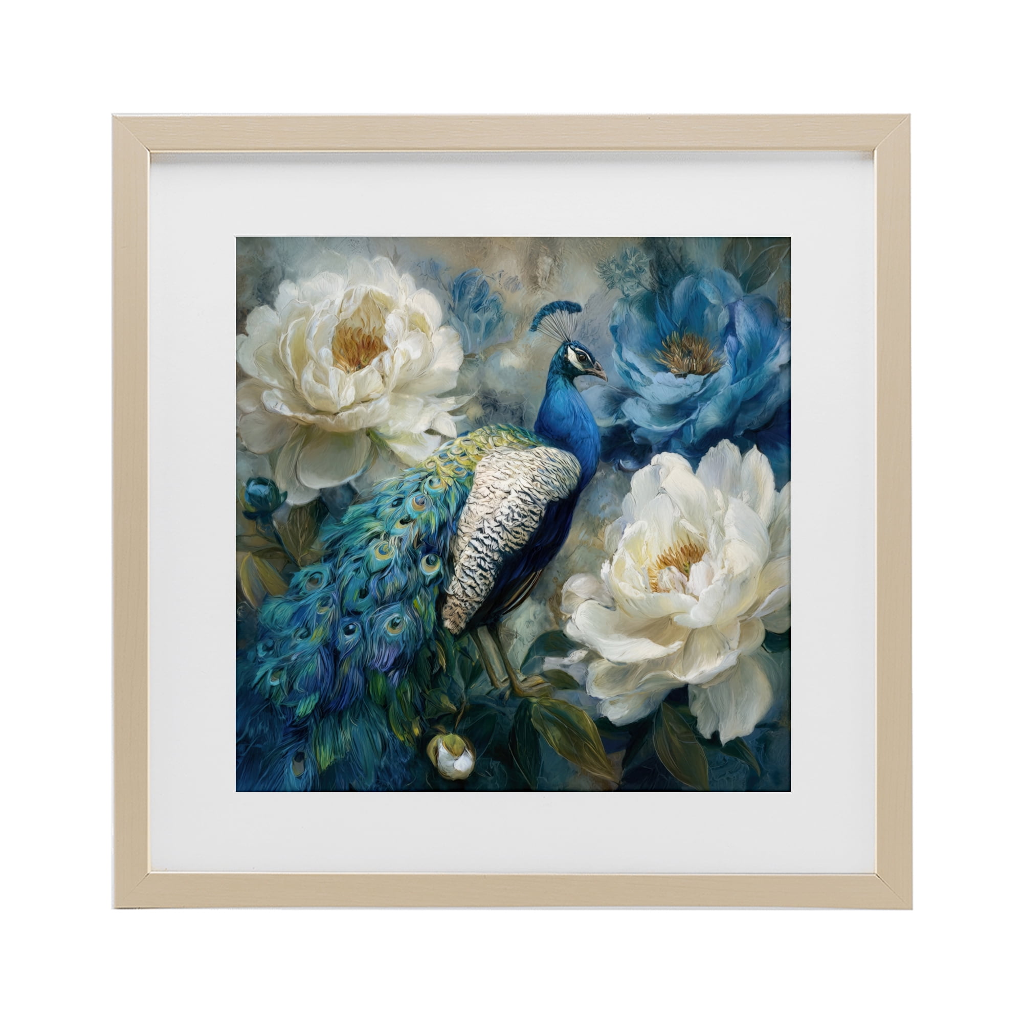 Stupell Industries Pretty Peony Peacock Birch Framed Print Under Glass, design by Tina LeCour